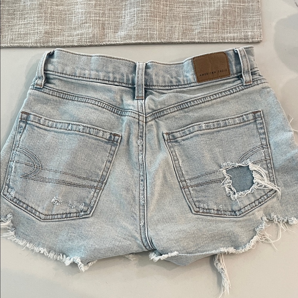 American Eagle Outfitters Ripped Light Blue Jean Shorts - Picture 7 of 7